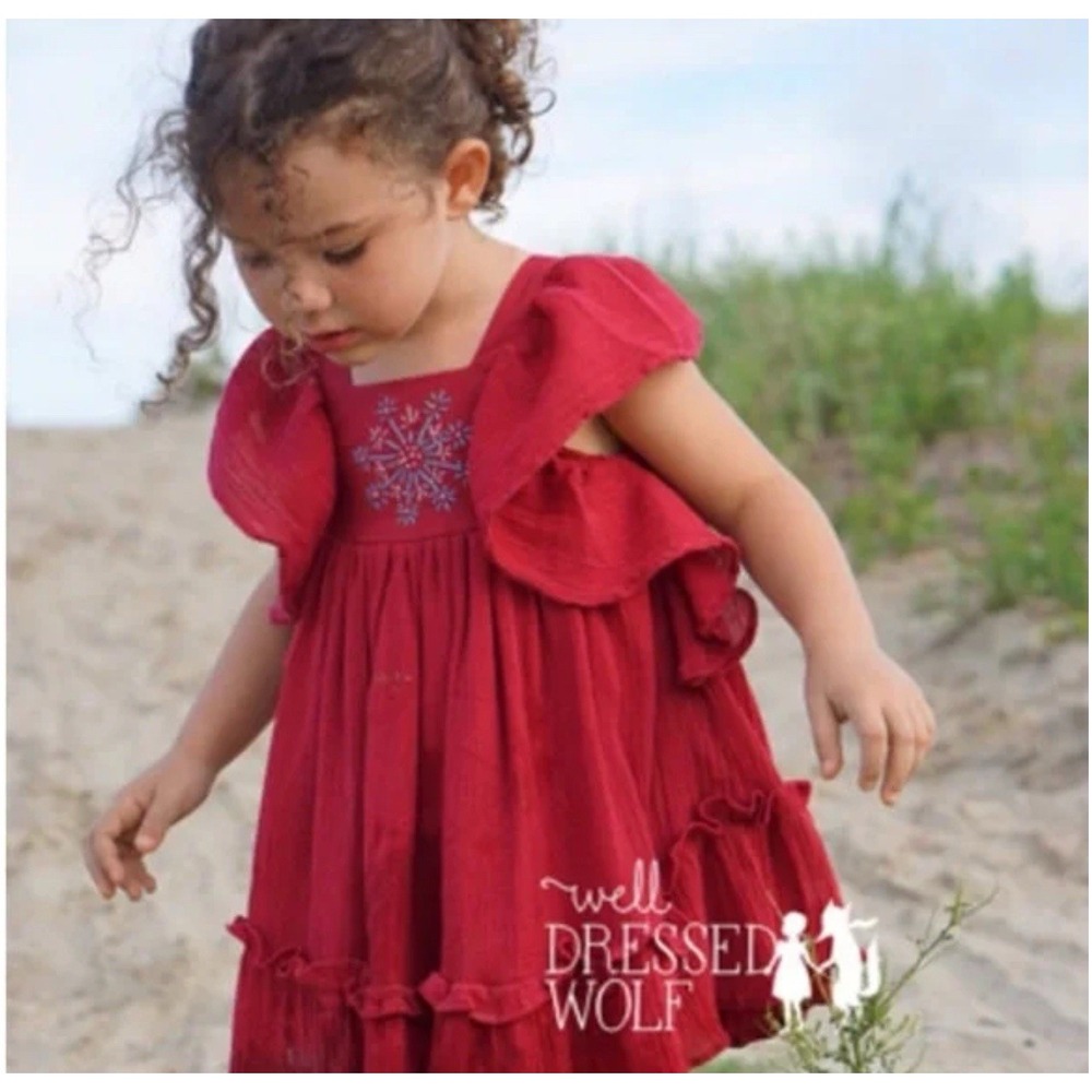 WDW Well Dressed Wolf Red Ana dress Tunic Size 7 Youth Independence Day NWT